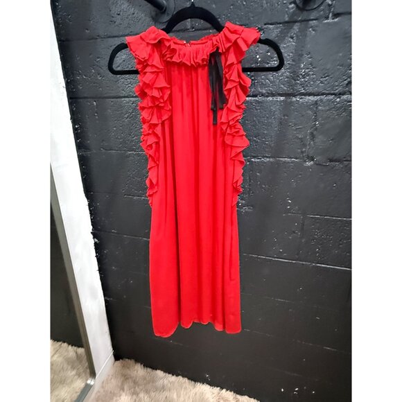 Gucci Red Silk Sleeveless Ruffle Dress Size 44 | Made in Italy | - Picture 5 of 9
